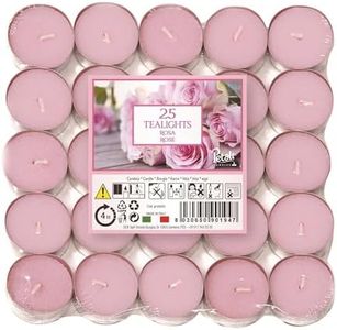 Price's Petali Brand Scented Tealights | 25 Pack Tealights 4 Hour Burn Time | Available in Multiple Scents (Rose)