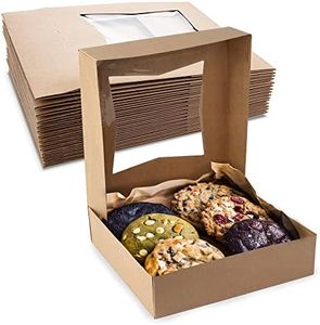 MT Products Kraft Bakery Boxes with Window - Size of 8” x 8” x 2 ½” - (15 Pieces) Auto Pop-Up Pastry Boxes with Window - Perfect for Muffins, Donuts, Mini Cakes, and Cookies - Made in the USA