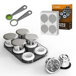 Triplot Reusable Capsules for Nespresso OriginalLine - 6pcs Refillable Coffee Pods,Stainless Steel Cups Compatible for Nespresso OriginalLine Machine (6Pods+100pcs Lids+Storage Board)…