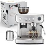 Breville Barista Max Espresso Machine , Latte & Cappuccino Coffee Maker with Integrated Bean Grinder & Steam Wand , 2.8 L Water Tank , 15 Bar Italian Pump , Stainless Steel