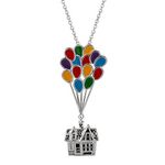 Disney Pixar Up Adventure House Balloon Silver Plated Pendant Necklace, 18", Brass, not-applicable