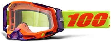 100% Racecraft 2 Mountain Bike & Motocross Goggles - MX and MTB Racing Protective Eyewear (Panam - Clear Lens)