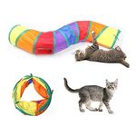 Andiker Cat Tunnel, S-Shape Cat Tunnel Pet Tube Collapsible Play Toy Indoor Outdoor Toys for Exercising Hiding Training and Running Cat Puzzle Toy with 2 Side Holes (Multi-Colored)