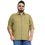 Hardsoda Men's Plus Fit Shirt (0423-PL-FSLIN01-3_Olive Oil 6XL)