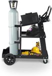 IDEALHOUSE Welding Cart, 3-Tier Heavy Duty Welder Cart with Gas Tank Storage & Safety Chains, 360° Swivel Wheels for MIG TIG ARC Welding Machine, Plasma Cutter, Garage Workshop