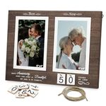 Then and Now Anniversary Wooden Picture Frame for Her Him Wife Husband, Rustic 1-99 Years Wedding Anniversary Present for Couple, Brown Custom Photo Frame for Engagement Bridal Shower, Holds Two 4x6" Photos