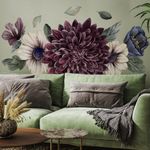 Runtoo Large Flower Wall Art Decals 3D Boho Fabric Floral Wall Stickers for Girls Bedroom Living Room Office Home Backdrop Decor