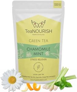 TeaNOURISH Chamomile Mint Green Tea | Darjeeling Loose Leaf Tea | Natural Sleep Tea with Calming & Relaxing Properties | 50 Cups Hot or Iced Tea - 100g