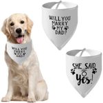 UgyDuky 2Pcs Dog Wedding Bandana Dog Scarf with Letter Printing Will You Marry My Dad & She Said Yes Pet Triangle Bibs Dog Handkerchiefs Dog Wedding Attire Accessories for S/M/L Pets Wedding Gift (B)