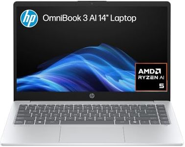 HP OmniBook 3 Next Gen AI 14" Laptop, FHD Display, AMD Ryzen™ AI 5 340 Processor, 16GB RAM, 512GB SSD, AMD Radeon™ 840M Graphics, Windows 11 Home, Glacier Silver, BN0C0PA