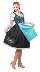 Edelweiss Creek 3-Piece Womans Long Black & Green Dirndl Dress for German Oktoberfest