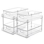 2 Tier Bathroom Storage Organizer, Vtopmart 2 Pack Clear Under Sink Organizers Vanity Counter Storage Container, Medicine Cabinet Drawers Bins, Pull-Out Organization with Track for Pantry, Kitchen