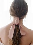 Mueras Satin Silk Hair Ribbon Tie Band for Women and Girls Pack of 1 (Multicolour) (RoseGold)