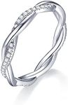 IMOLOVE Moissanite Wedding Band Wedding Rings for Women Twisted Rings 925 Sterling Silver Rings with 18K White Gold Plated Eternity Stackable Engagement Ring Anniversary Band Size 5.5