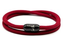 KAROO EARTH JEWELLERY Rope Bracelet | Unisex Braided Paracord Nautical Double Wrap Bracelet with strong Magnetic Clasp | Waterproof surfer bracelet (Medium Wrist (18-20cm), Burgundy Black Clasp)
