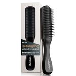 Aséptiqo Brush - Detangling Hair Brush, Compact & Easy to Clean Multi Purpose Black Detangling HairBrush for Women, Men, Kids - Ideal for Straight to Wavy Hair, Wet or Dry, Heat Resistant Hair Brush, Brosse a Cheveux (Midnight Onyx)