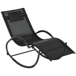 Outsunny Patio Texteline Rocking Lounge Chair Zero Gravity Rocker Outdoor Patio Garden Recliner Seat w/Padded Pillow - Black