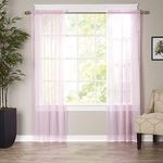 Elegant Comfort Luxury Sheer Curtains, Window Treatment Curtain Panels with Rod Pocket for Kitchen, Bedroom and Living Room (40 x 84-inches Long, Set of 2), Dusty Rose Pink