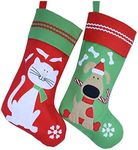 WEWILL Lovely Embroidered Pets Pattern Christmas Stockings Dog or Cat 16-Inch/40cm Length (Cat)