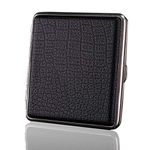 YMWALK Cigarette Case,Leather Cigarette Case Holder Metal Frame Can Holds 20Pcs Cigarettes(Black)