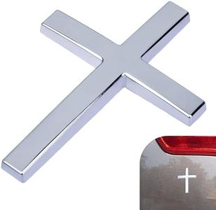 Metal Cross Decals for Cars, 2.5"×1.8" Christian Car Emblem Badge Decals, 3D Self Adhesive Cross Stickers Car Accessories, Jesus Stickers for Cars Body Fender Tail (Silver)