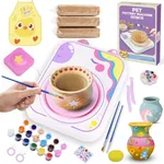 weirtoya Pottery Wheel for Kids -Arts & Crafts Painting Set for Ages 6-12，Pottery Studio Kit with 4 Pack Air-Dry Clay，Art Supplies for Kids Toys Girls Birthday Gift for 6 7 8 9 10 11 12+(Purple)