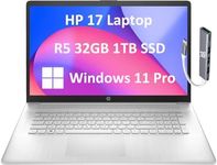 HP 17 Laptop (17.3" FHD Anti-Glare, AMD 6-Core Ryzen 5 5500U, 32GB RAM, 1TB SSD, Narrow Bezel) Home & Business, Long Battery Life, Webcam, Wi-Fi, Numpad, Fast Charge, IST Hub, Win 11 Pro, Silver