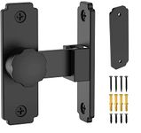 Sliding Barn Door Lock Hardware, 90 Degree Heavy Duty Gate Latches Flip Latch Safety Door Bolt Latch Lock Suitable for Garden, Bathroom, Outdoor, Garage, Window (1, Matte Black)