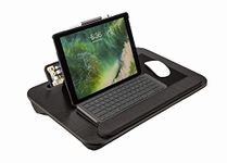 Prestige Import Group Lap Desk with Built-in Mouse Pad, Wrist Pad, Tablet Holder, Cushioned Bottom in Black Oak - Fits up to 17" Laptops