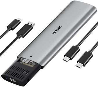 SSK M.2 NVMe Enclosure, Tool-Free SSD Enclosure Adapter, USB C 3.2 Gen 2 10Gbps PCIe MKey External Solid State Drive Case, Support UASP Trim for 2230/2242/2260/2280 (SATA NOT Supported)