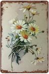 YOYI ART Vintage Daisy Decor Tin Sign - French Country Shabby Chic Signs for Home Room, Bathroom, Kitchen, Garden, Yard Wall Decor Art Accessories, Gifts for Women and Flower Lover, 8 x 12 inch