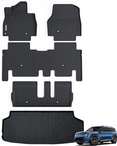 WAYIDSS Floor Mats & Trunk Mat for 2024 KIA EV9 7 Seats-2 Row Bench Seat（Not Fit for 6-Seats Version）, 1st & 2nd & 3rd Rows Full Set with Cargo Liner,TPE All Weather Protection Car Floor Liners