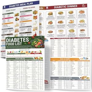 2 Pcs Diabetes Food List, Printable Diabetic Food Chart Brochure, Diabetes Food Information Chart, Low Carb Foods List, Vitamin Chart, Meal Planner for Diabetics Type 1 w/Serving Size, Glycemic Index,