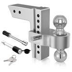 Richeer 2.5-Inch Receiver Adjustable Trailer Hitch Ball Mount,Load Bearing 18500LBS with 6-Inch Drop/Rise Aluminum Drop Hitch,2-Inch and 2-5/16-Inch Balls Equipped with 2 latches with Locks