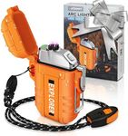 Lafagiet Waterproof Arc Lighter, Outdoor Dual Plasma Arc Lighter, USB Rechargeable Flameless Electric Lighters for Camping, Hiking, Survival Tactical (F13-Orange)