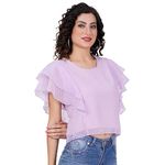 FIRST ARRIVAL Women Top Designer Style Boota Georgette Color Lavender Solid_M