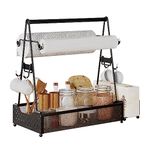 BBQ Caddy BBQ Utensil Container BBQ Caddy with Paper Towel Holder and 4 Hooks Kitchen Spice Organizer for Camping Kitchen