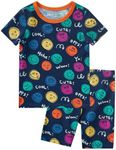 pureborn Baby Viscose From Bamboo Pajamas Set Pjs - Little Boy Short Sleeve Snug Fit Soft Sleepwear 2pcs Smiling Face 12-18 Months