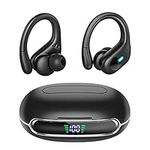 Wireless Earbuds 80Hrs, Playback with LED Diaplay Wireless Charging,Case Noise Cancelling Ear Buds with Earhooks,IPX7 Waterproof Over Ear Earphones, for Sports Running Workout