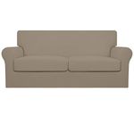 Easy-Going 3 Pieces Couch Covers for 2 Cushion Couch Stretch Loveseat Slipcover Proof Fitted Furniture Protector Spandex Sofa Cover Washable Furniture Protector for Pets, Kids (Medium-XL, Natural)