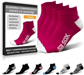 SB SOX Low Cut Athletic Socks – Compression Ankle Socks for Men & Women – 2 Pairs (US, Alpha, Small, Regular, Regular, Pink/White)