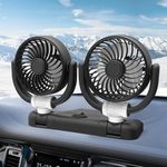 Car Fan - Dual Head USB Fan for Car, (2024 Upgraded) Car Fans Portable Car Cooling Fan - Brushless Motor, 360° Rotation Auto Fans for Car Dashboard, SUV/RV/Truck/Sedan/Cruise/Office, USB Powered