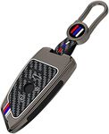 OTMIK Zinc Alloy Carbon Fiber Silicone Car Key Cover Cases Compatible with bmw X1 X3 X4 X5 F15 X6 F16 G30 7 Series G11 F48 F39 520 525 f30 118i 218i 320i Keychain Accessories (3 Buttons Matte)
