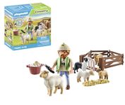 Playmobil 71444 Country: Young Shepherd with Flock of Sheep, with a border collie, hair trimmer and straw strip, fun imaginative role-play, sustainable play sets suitable for children ages 4+