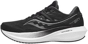 Saucony Women's Triumph 20 Running Shoe, Black/White, 9 Wide