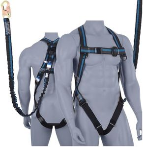 FHFallArrest Safety Harness Fall Protection Kit - 3 Pt Full Body Safety Harness with 6 FT Internal Shock Absorbing Lanyard & Snap Hook, for Roofing Construction & Scaffolding Use, ANSI OSHA Compliant