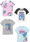 Bioworld Sonic The Hedgehog Sonic Checkers 4-Pack Youth Girls Tees-XL Multicolored