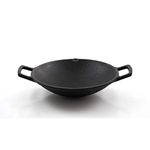 Bhagya Cast Iron Cookware Shallow Kadai 27cm Pre-Seasoned Kadai/Kadhai & Naturally Non-Stick for Fast Food Style Cooking; Perfect for Chinese & Asian Dishes | 100% Toxin-Free