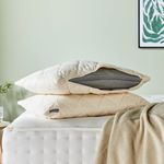 Woolroom - Natural Latex Pillow, Standard Size - Luxury Hypoallergenic Bed Pillow, Temperature Regulating Feather and Down Alternative - British Wool, Medium Firm Comfort, White