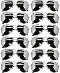 12 Pack Aviator Mirrored Lens Eyeglasses Black, Silver Frames OWL.